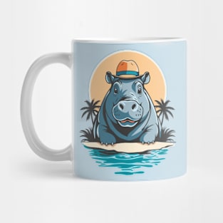 Cute Hippo On Holiday Mug